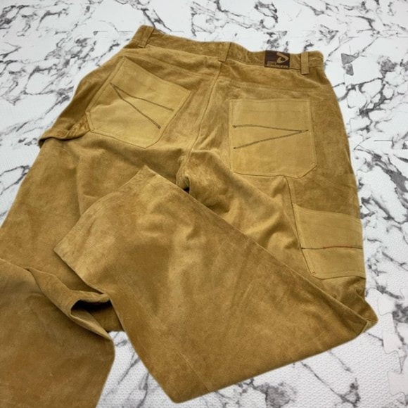 Men’s Davoucci Wheat Tiny Corduroy Genuine Suede Leather Pants NWT - Picture 3 of 6